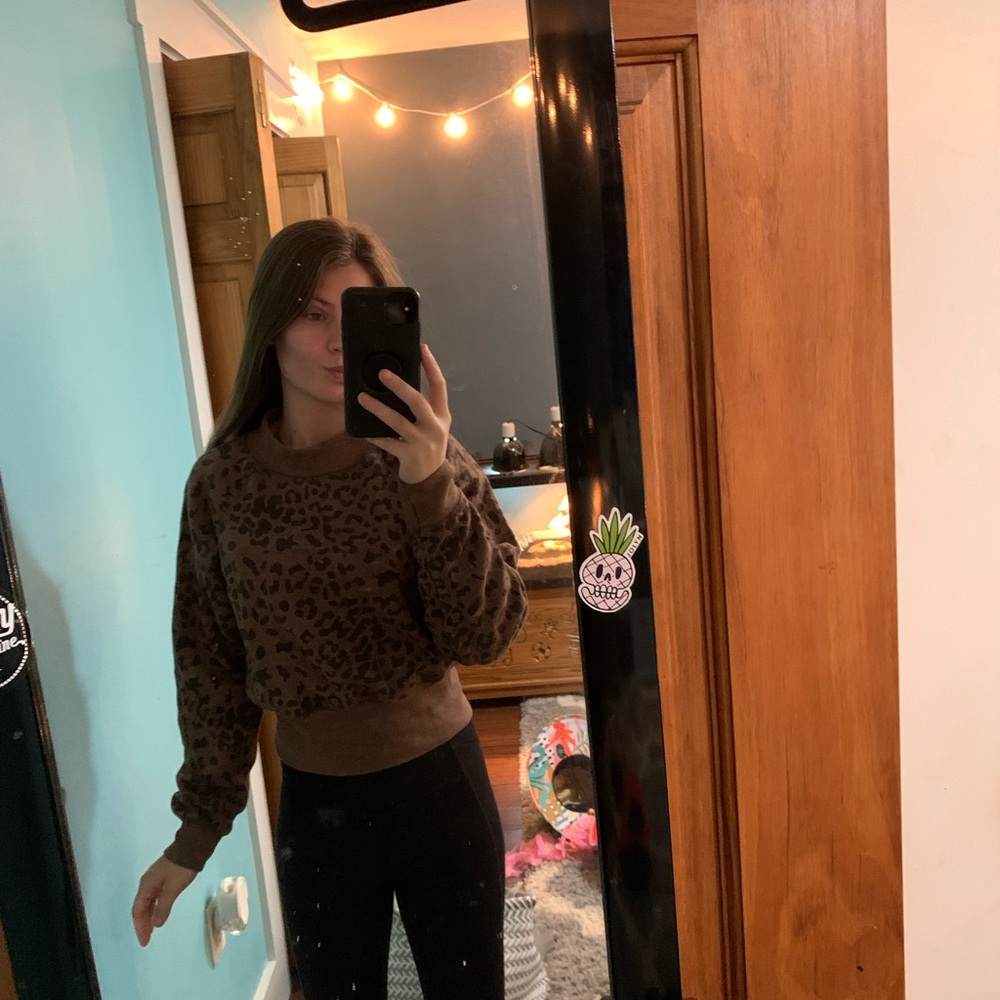 brown cheetah print sweater